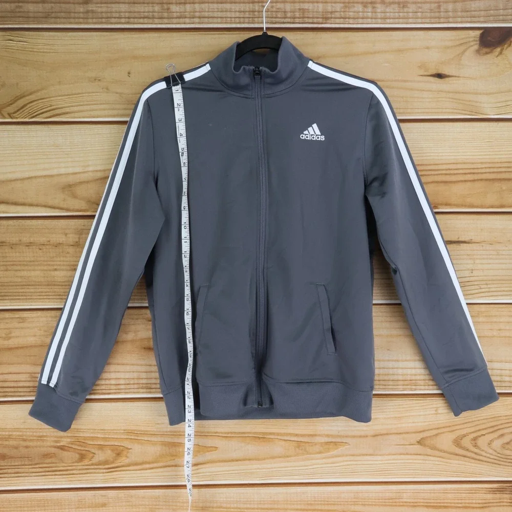 Adidas Activewear Jacket Kids Unisex Size‎ L Gray 100% Polyester Pockets